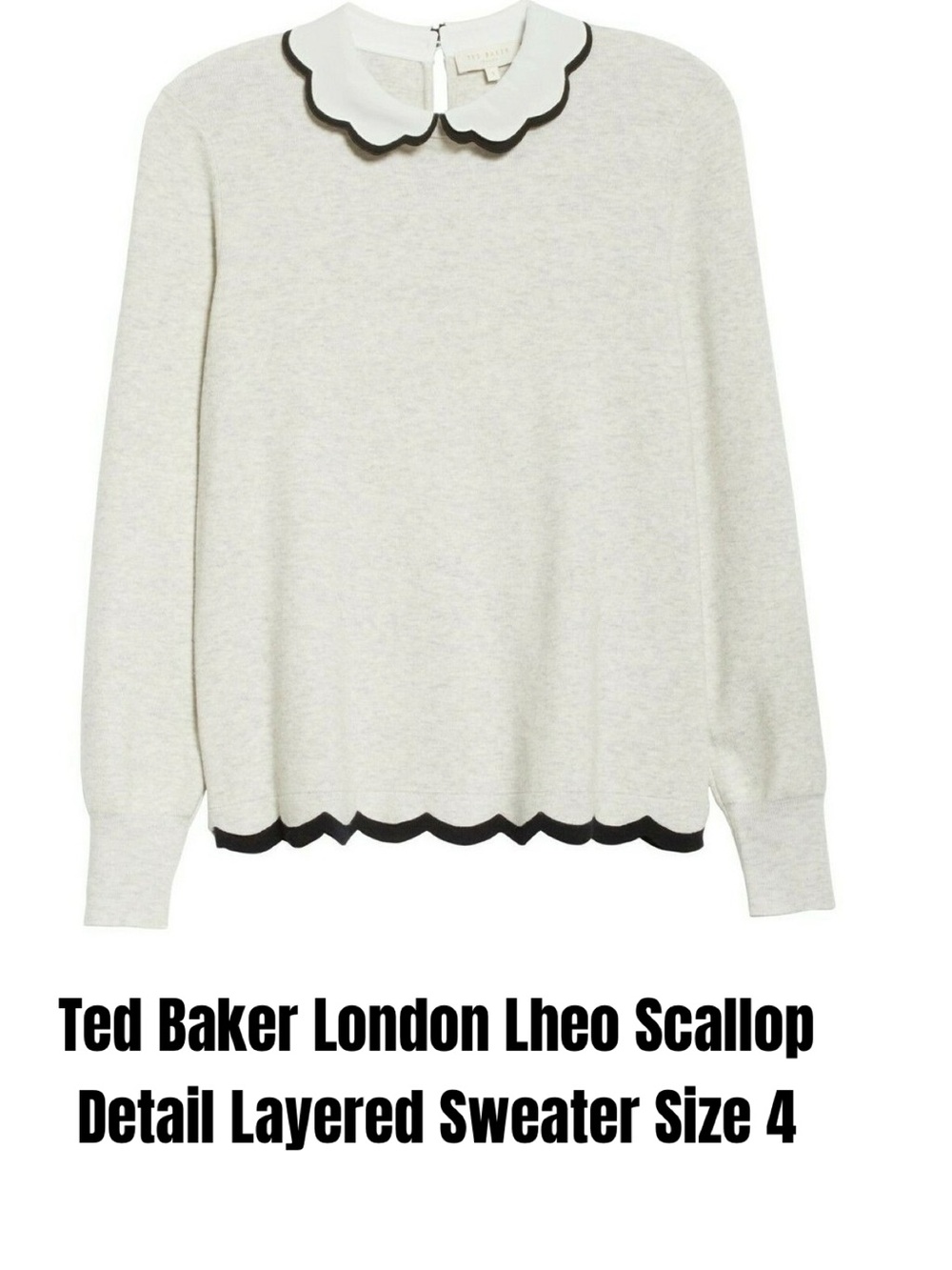 Ted Baker London Lheo Scallop Detail Layered Sweater Size 4